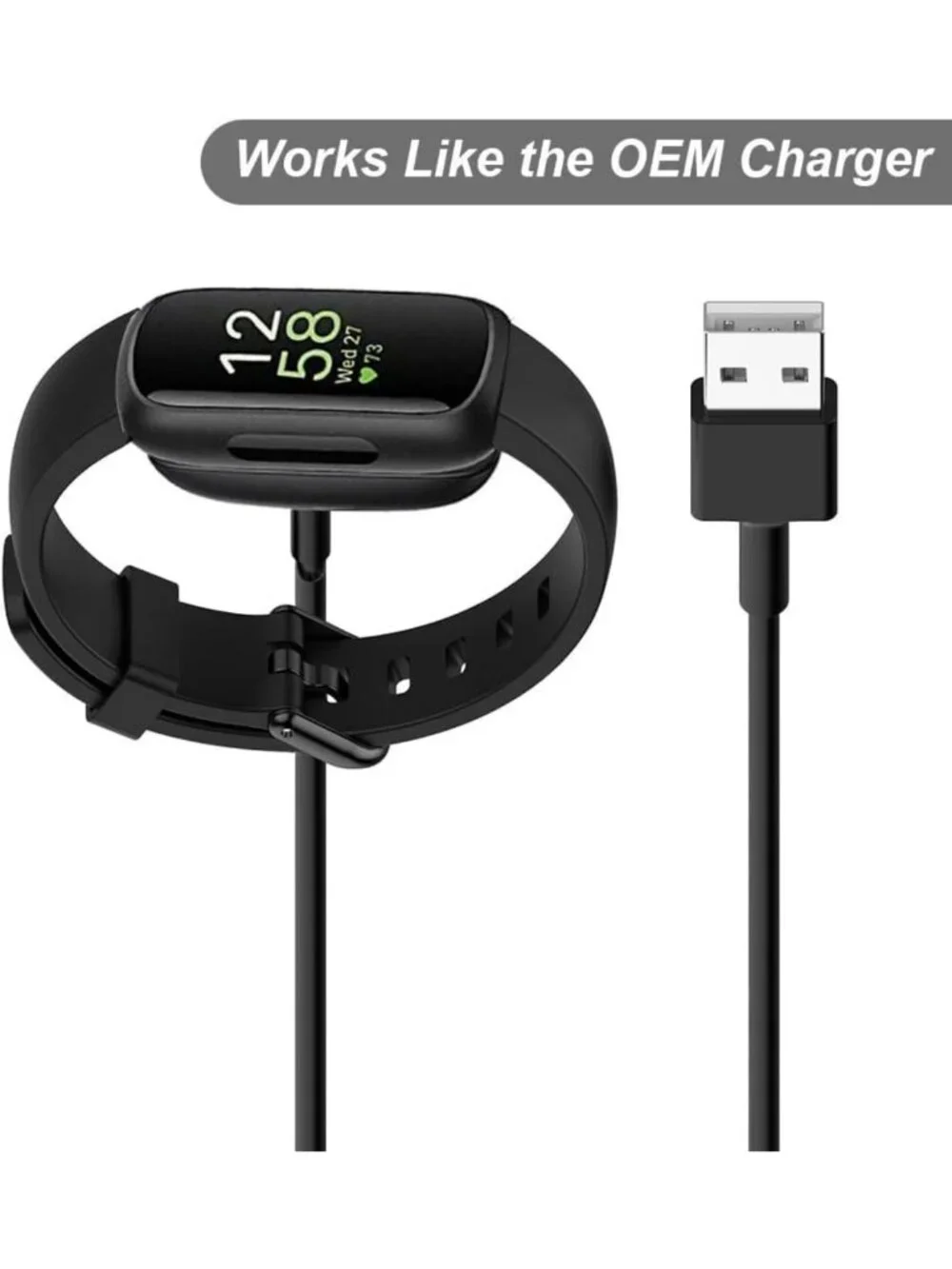 Fast Charging Cable & Wall Plug for Fitbit Inspire 3 Smartwatch - Durable